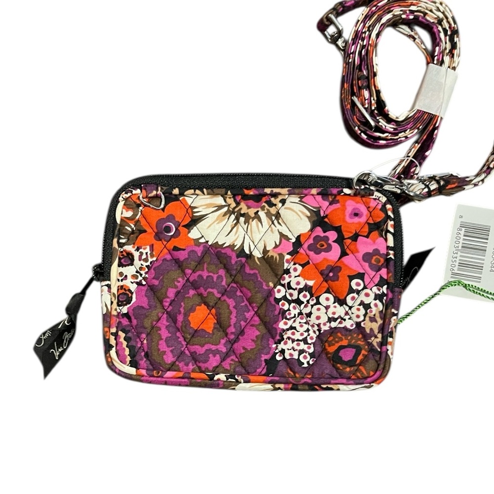 Vera Bradley Floral Quilted Wristlet and Crossbody Bag with Zebra Interior - Picture 3 of 6